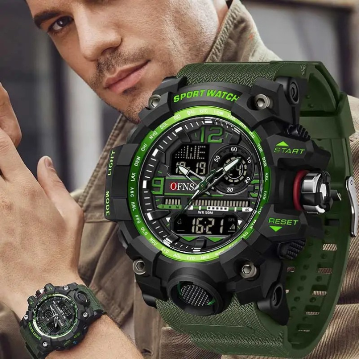 Men’s Multifunctional Sports Watch – LED Digital & Analog Military Quartz Design