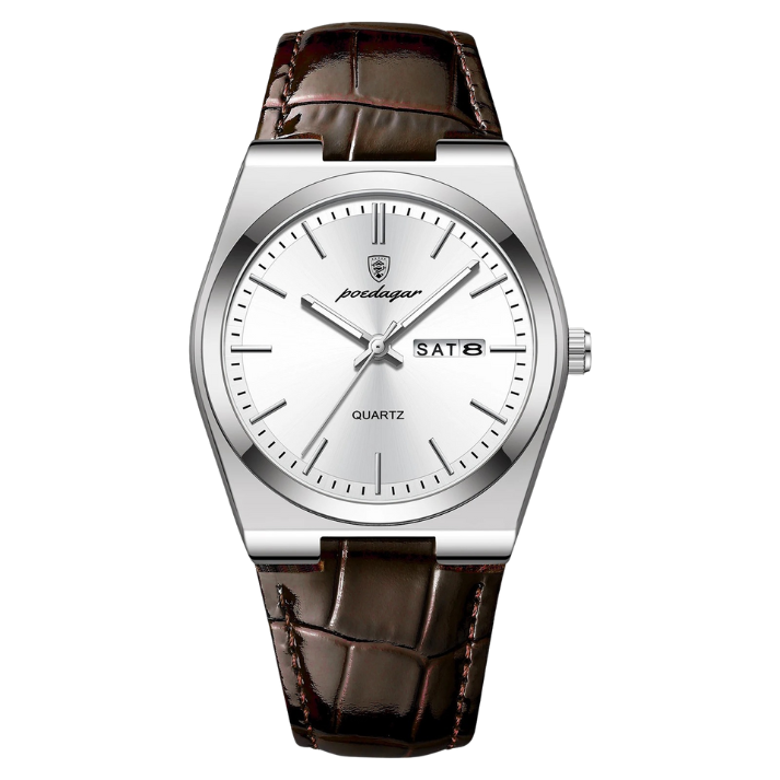 Men’s Simple Business Quartz Watch – Leather Strap with Date & Luminous Display