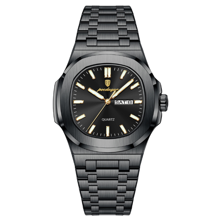 Men’s Two-Tone Quartz Watch – Day-Date Calendar & Elegant Business Style