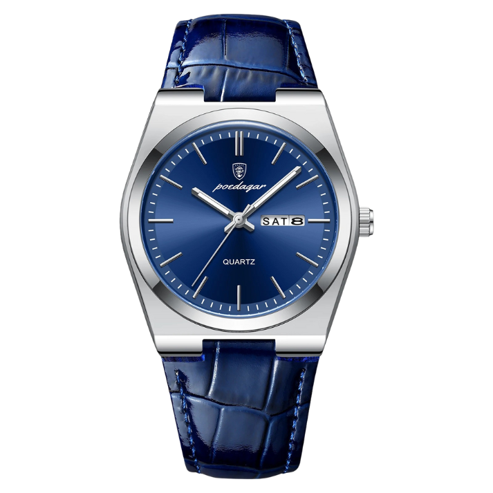 Men’s Simple Business Quartz Watch – Leather Strap with Date & Luminous Display
