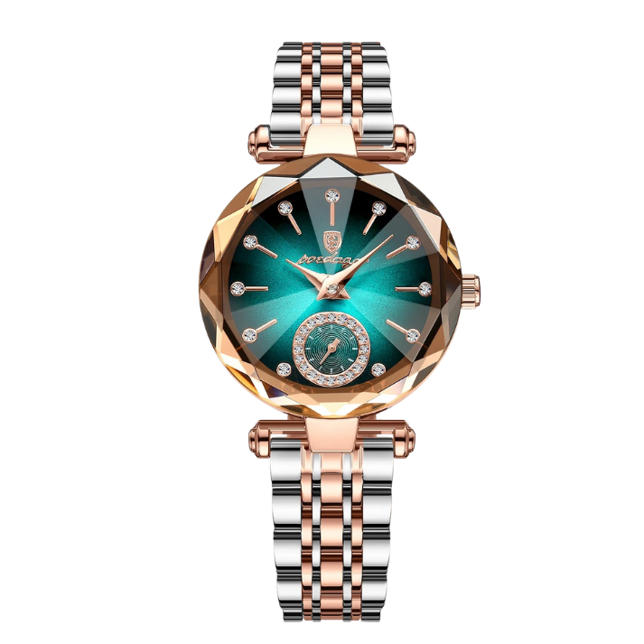 Women’s Elegant Diamond Dial Quartz Watch – Waterproof with Crystal Accents
