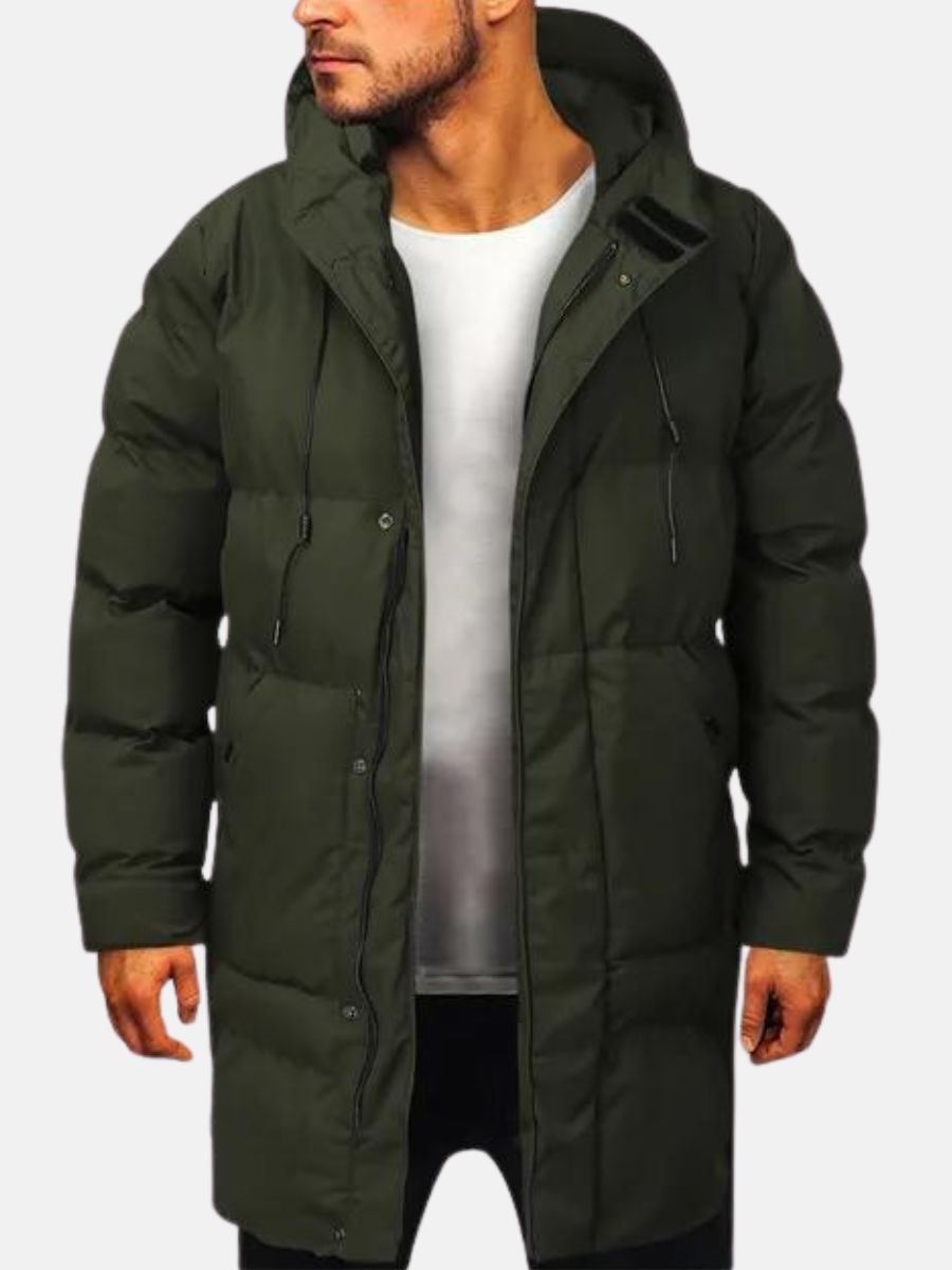 Men's Insulated Long Winter Coat - Warm Padded Jacket for Cold Weather, Stylish & Comfortable Outerwear