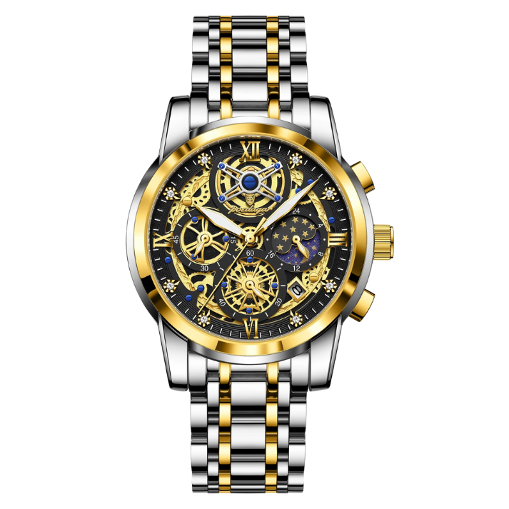 Men’s Round Chronograph Watch – Stainless Steel Strap with Luminous Display
