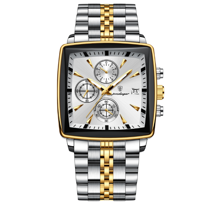 Men’s Square Dial Quartz Watch – Chain Strap with Luminous Display