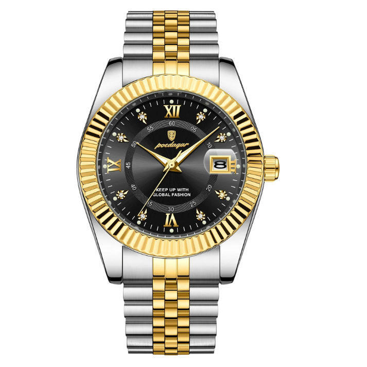 Men’s Business & Casual Quartz Watch – Two-Tone Bracelet with Date