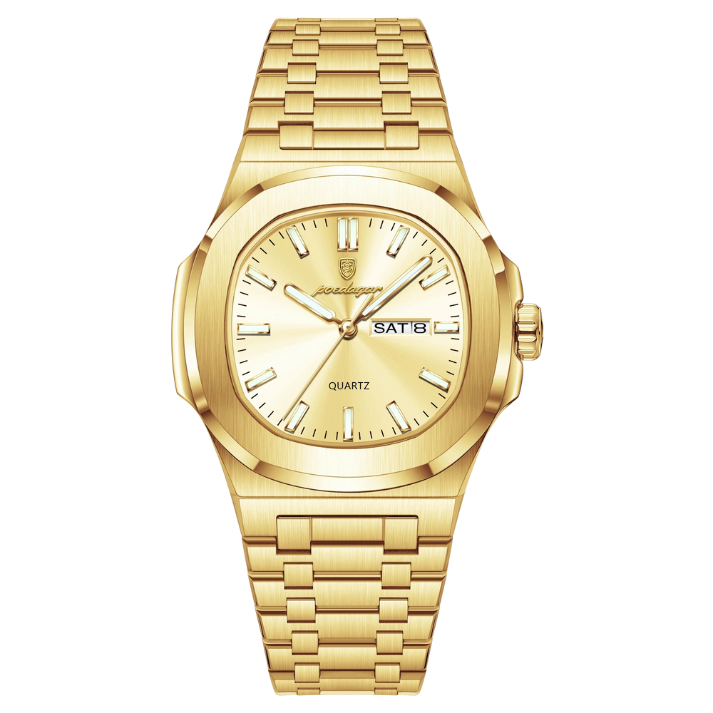 Men’s Two-Tone Quartz Watch – Day-Date Calendar & Elegant Business Style