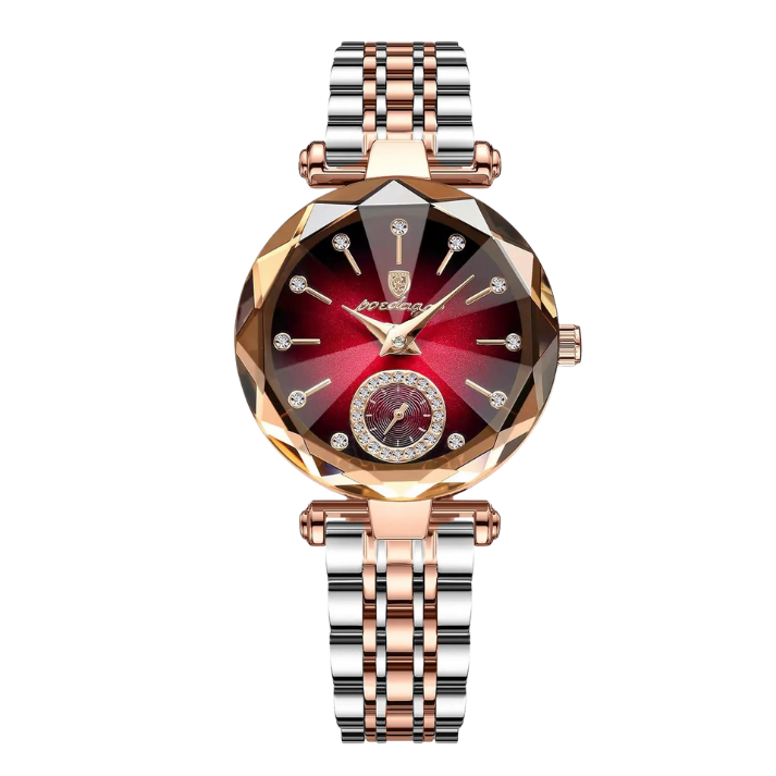 Women’s Elegant Diamond Dial Quartz Watch – Waterproof with Crystal Accents