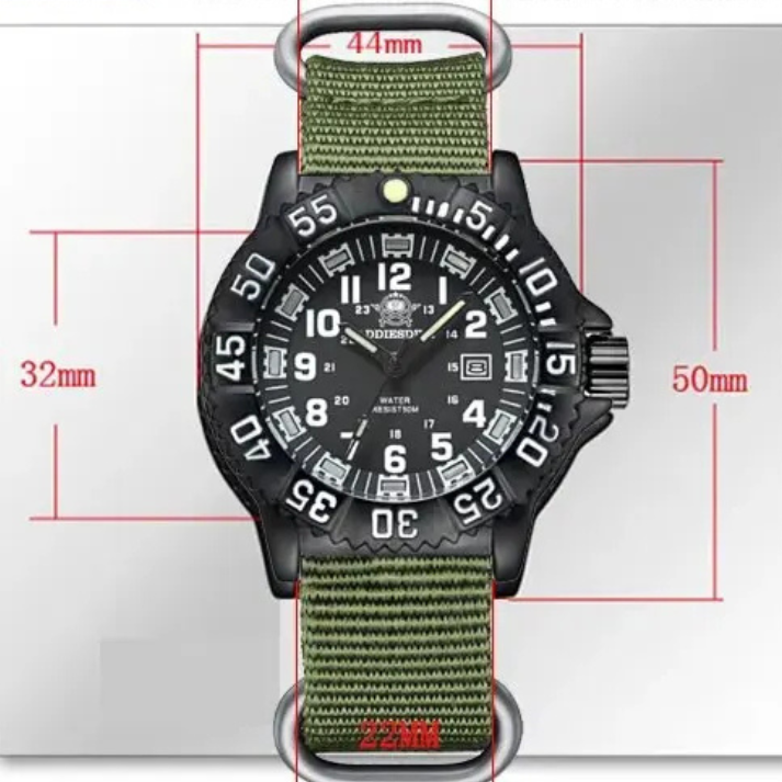 Men’s Rugged Military Quartz Watch – Luminous Dial with Nylon Sports Band