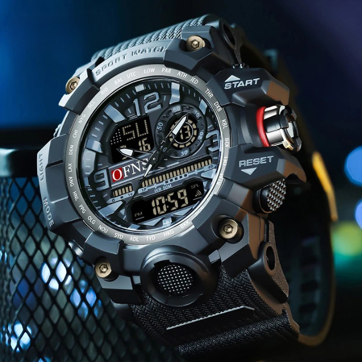 Men’s Multifunctional Sports Watch – LED Digital & Analog Military Quartz Design