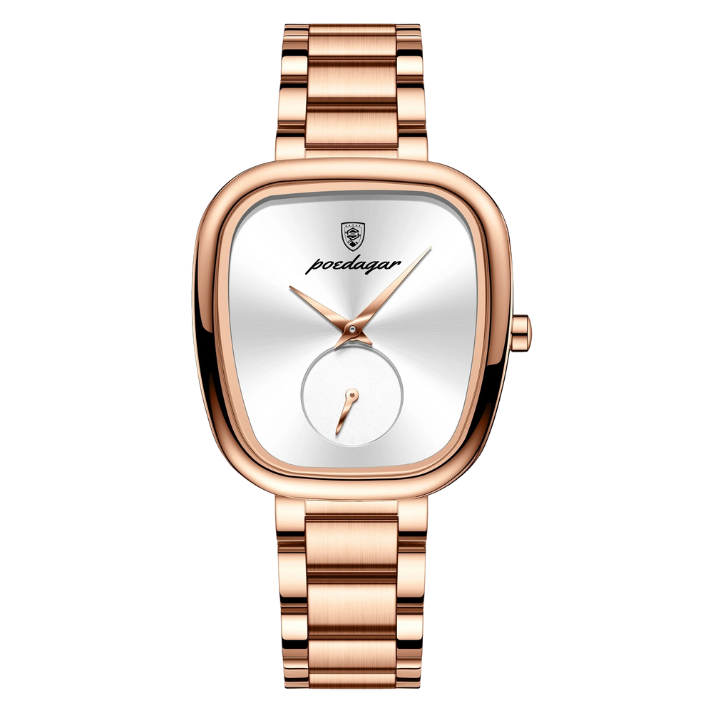 Women’s Irregular Dial Quartz Watch – Stainless Steel Strap with Water Resistance