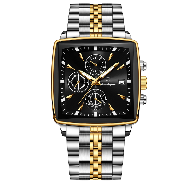 Men’s Square Dial Quartz Watch – Chain Strap with Luminous Display