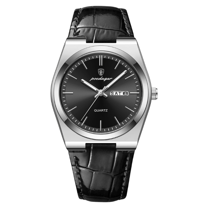 Men’s Simple Business Quartz Watch – Leather Strap with Date & Luminous Display