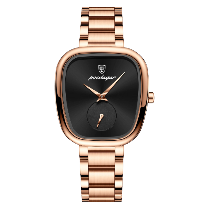 Women’s Irregular Dial Quartz Watch – Stainless Steel Strap with Water Resistance