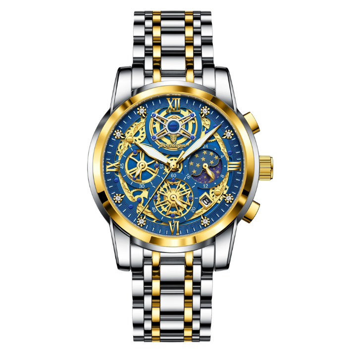Men’s Round Chronograph Watch – Stainless Steel Strap with Luminous Display