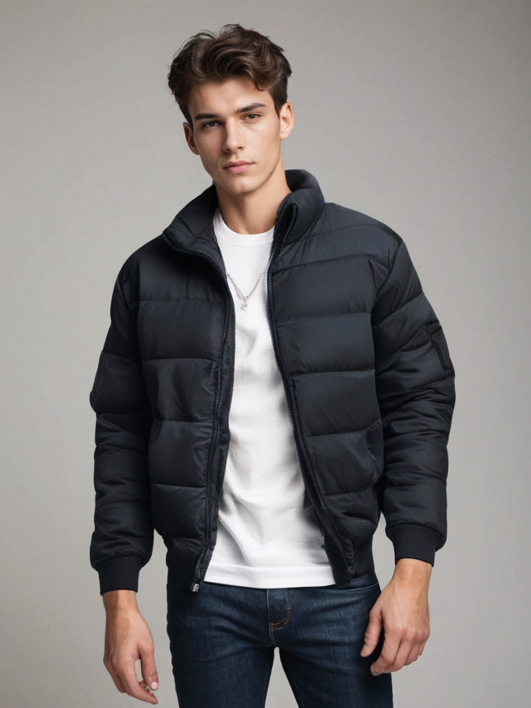 Men's Padded Winter Jacket with Zip - Warm, Stylish, and Durable Outerwear for Cold Weather Adventures
