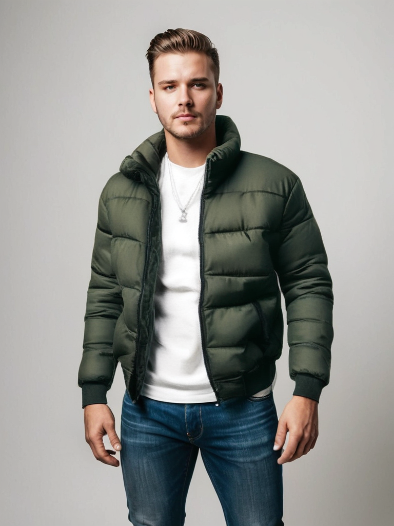 Men's Padded Winter Jacket with Zip - Warm, Stylish, and Durable Outerwear for Cold Weather Adventures