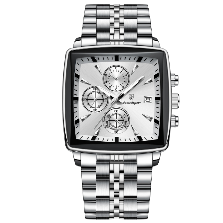 Men’s Square Dial Quartz Watch – Chain Strap with Luminous Display