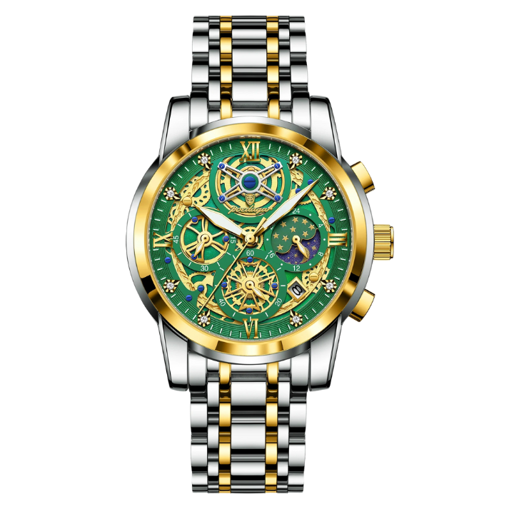 Men’s Round Chronograph Watch – Stainless Steel Strap with Luminous Display