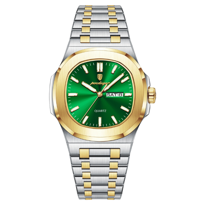 Men’s Two-Tone Quartz Watch – Day-Date Calendar & Elegant Business Style