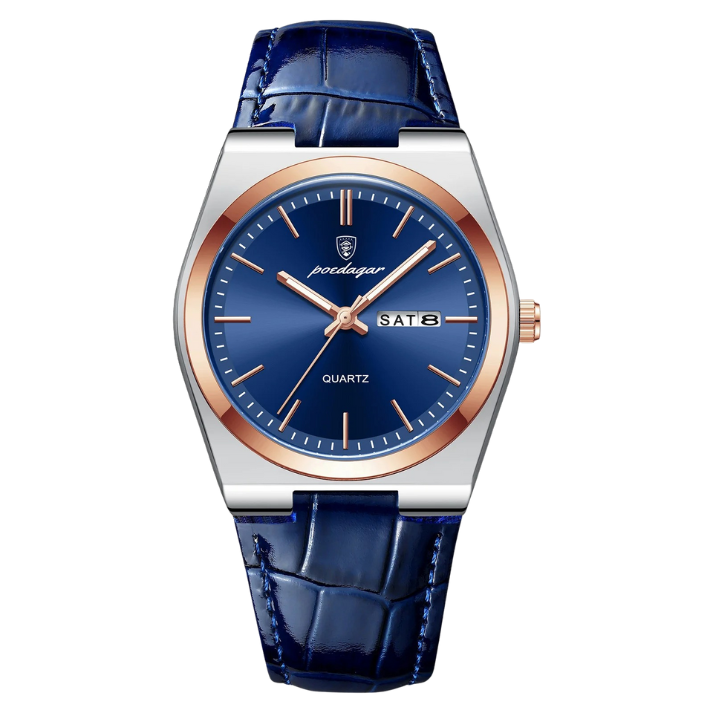 Men’s Simple Business Quartz Watch – Leather Strap with Date & Luminous Display