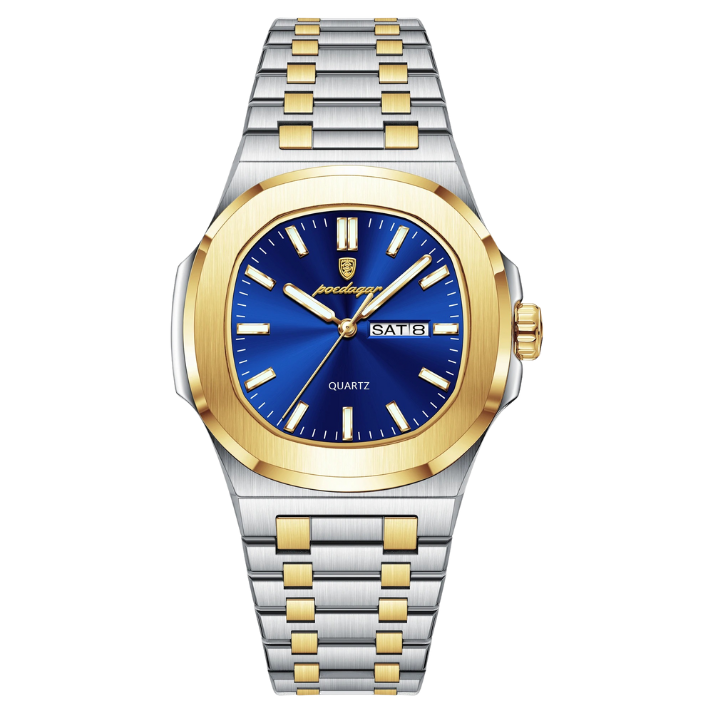 Men’s Two-Tone Quartz Watch – Day-Date Calendar & Elegant Business Style