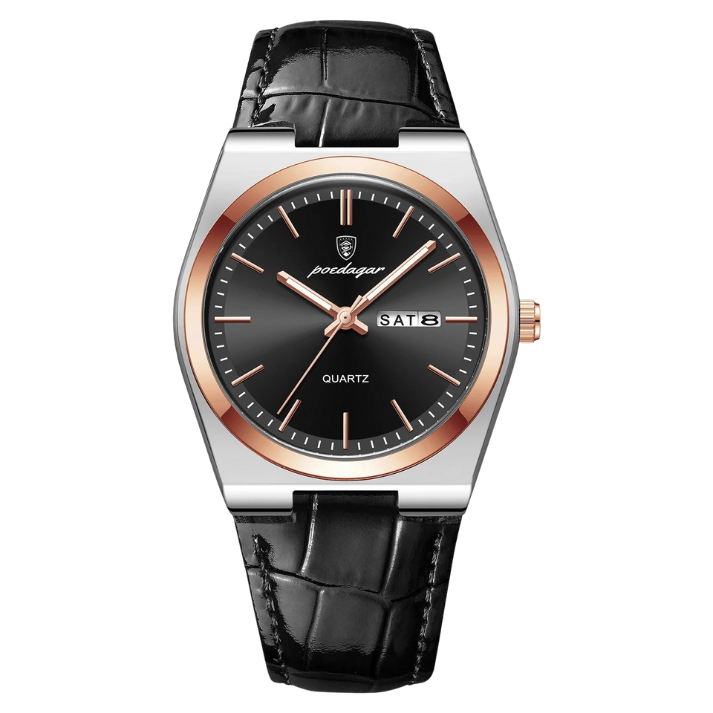 Men’s Simple Business Quartz Watch – Leather Strap with Date & Luminous Display