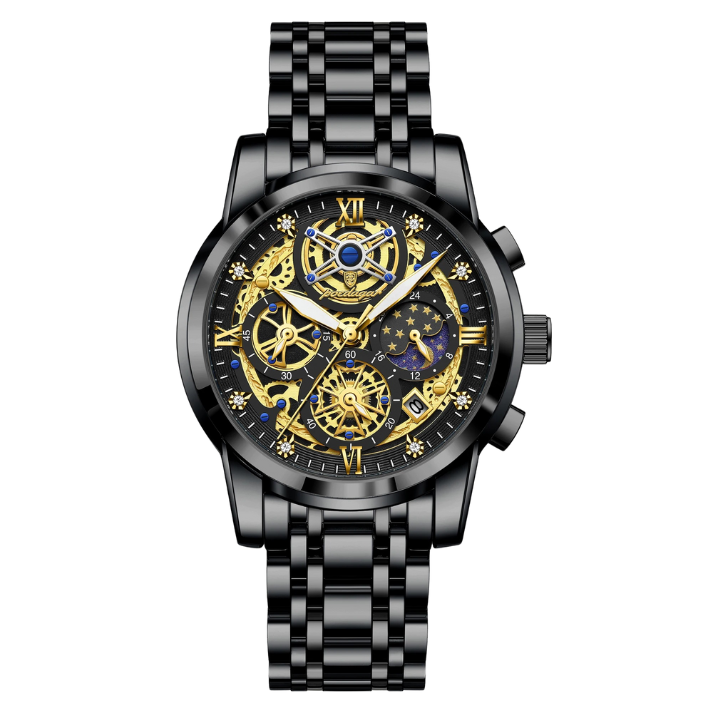Men’s Round Chronograph Watch – Stainless Steel Strap with Luminous Display