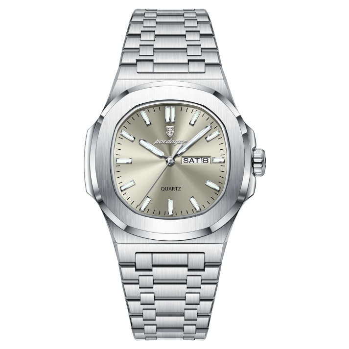 Men’s Two-Tone Quartz Watch – Day-Date Calendar & Elegant Business Style
