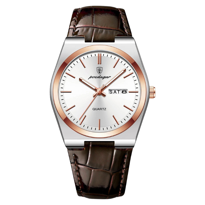 Men’s Simple Business Quartz Watch – Leather Strap with Date & Luminous Display