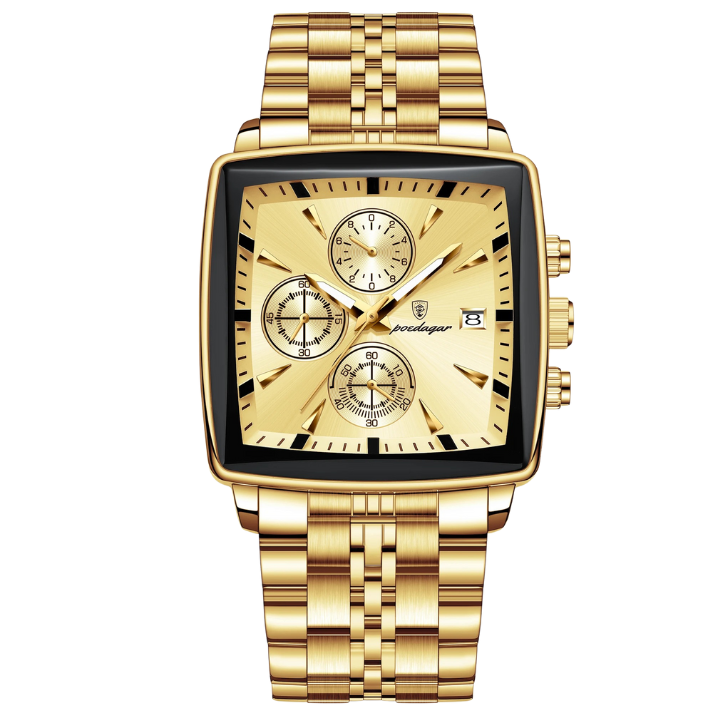Men’s Square Dial Quartz Watch – Chain Strap with Luminous Display