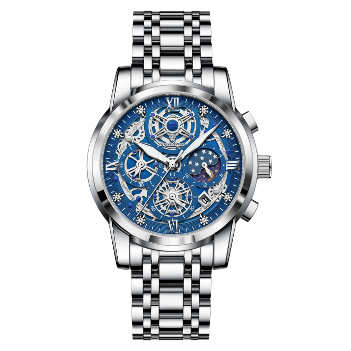 Men’s Round Chronograph Watch – Stainless Steel Strap with Luminous Display