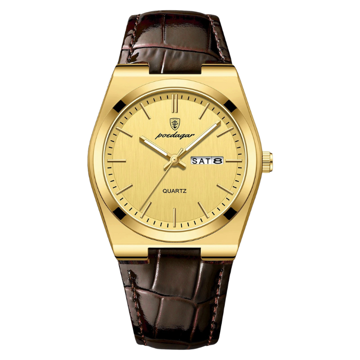 Men’s Simple Business Quartz Watch – Leather Strap with Date & Luminous Display