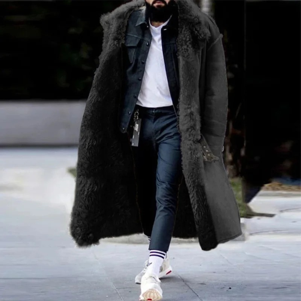 Men's Long Fur Coat - Luxurious Faux Fur Outerwear for Stylish Winter Fashion & Warmth