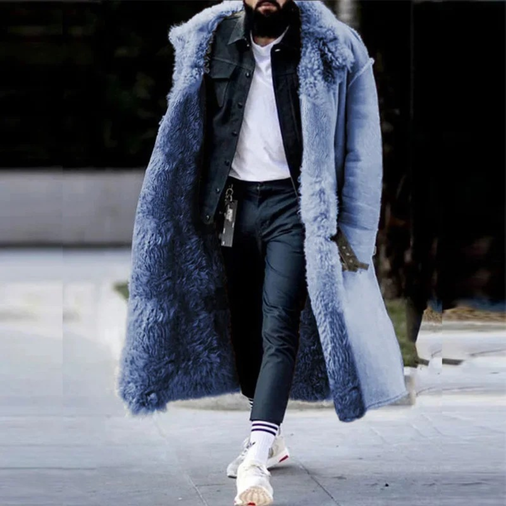 Men's Long Fur Coat - Luxurious Faux Fur Outerwear for Stylish Winter Fashion & Warmth