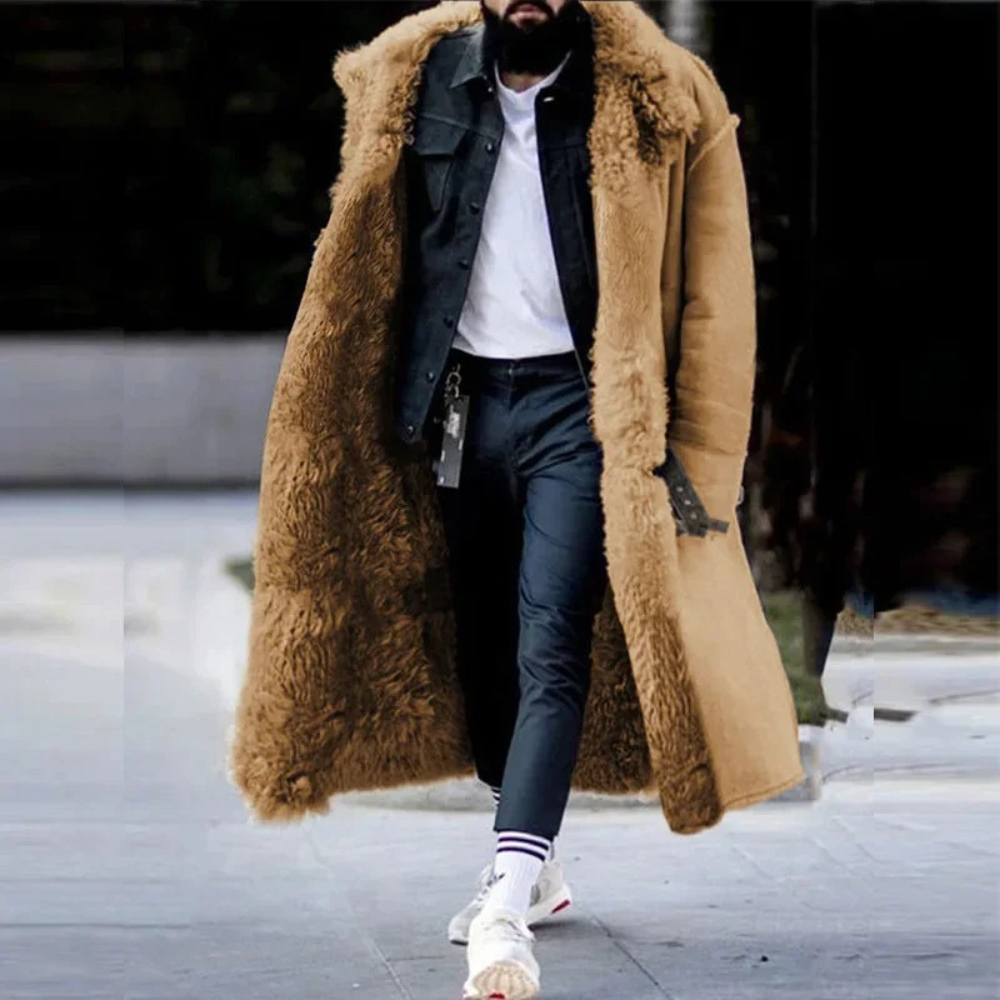 Men's Long Fur Coat - Luxurious Faux Fur Outerwear for Stylish Winter Fashion & Warmth