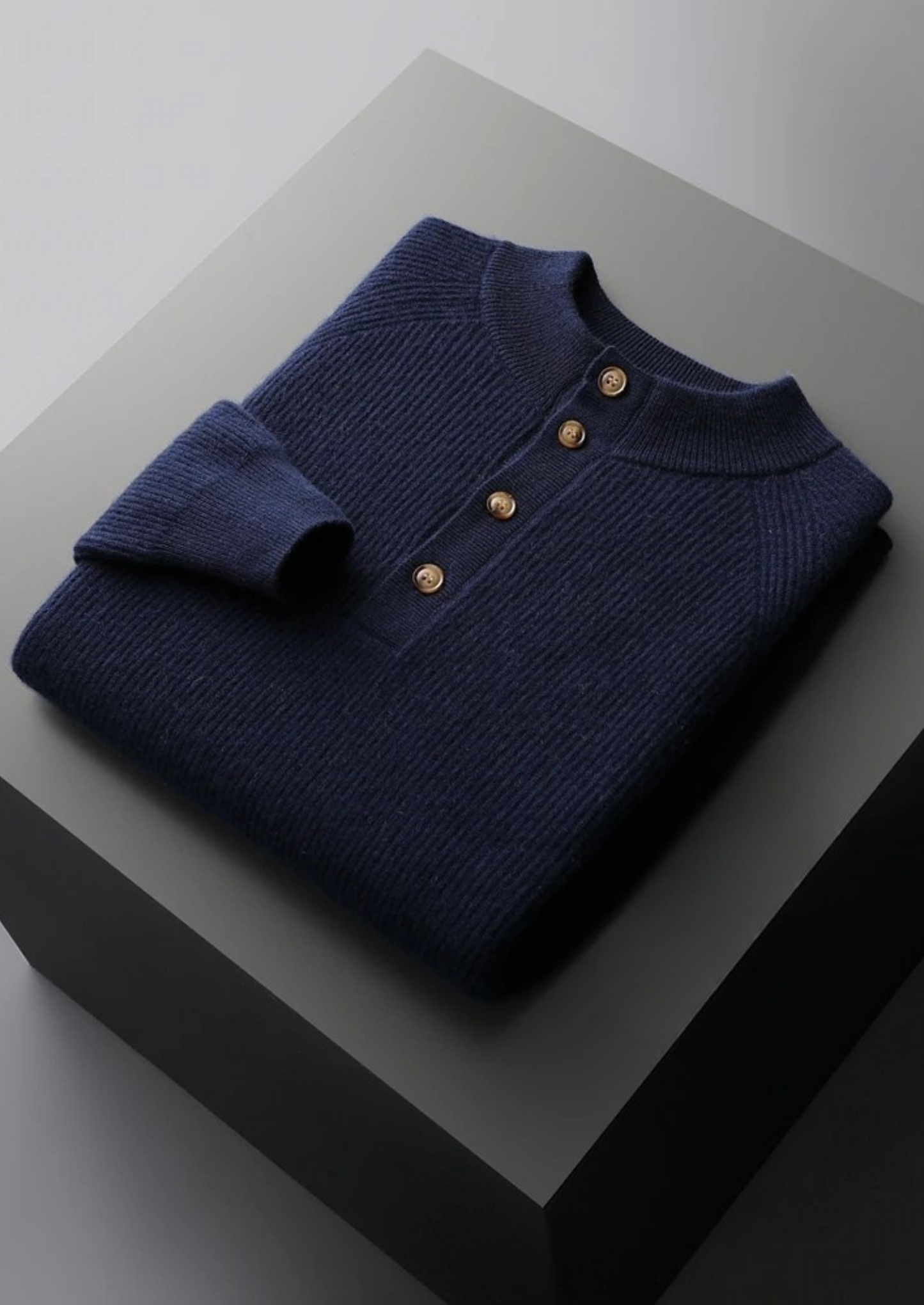 Cashmere Button Sweater Gray Premium Cashmere