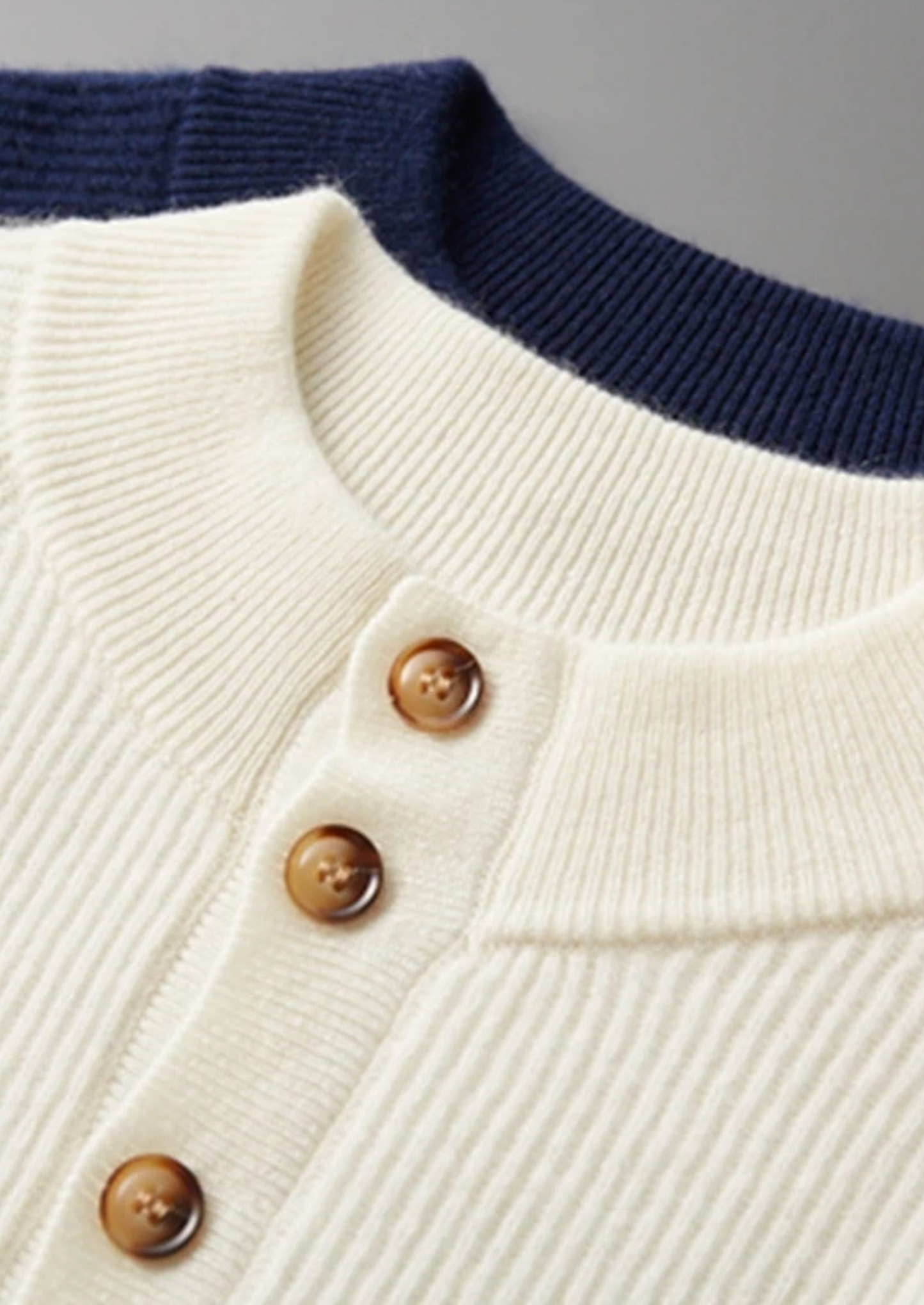 Cashmere Button Sweater Gray Premium Cashmere