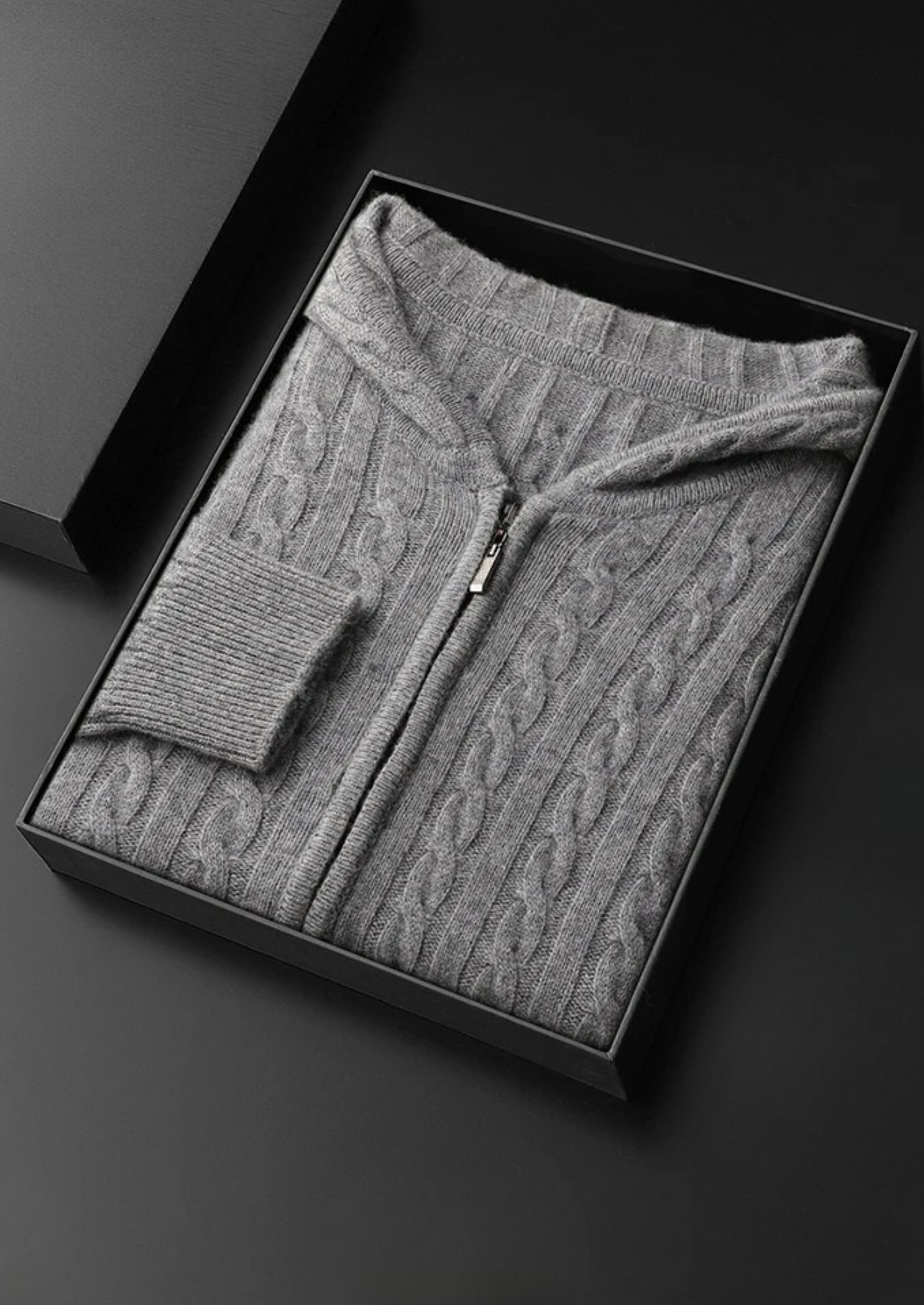 Cashmere Cable Knit Zipper Hoodie Beige 100% Cashmere 7