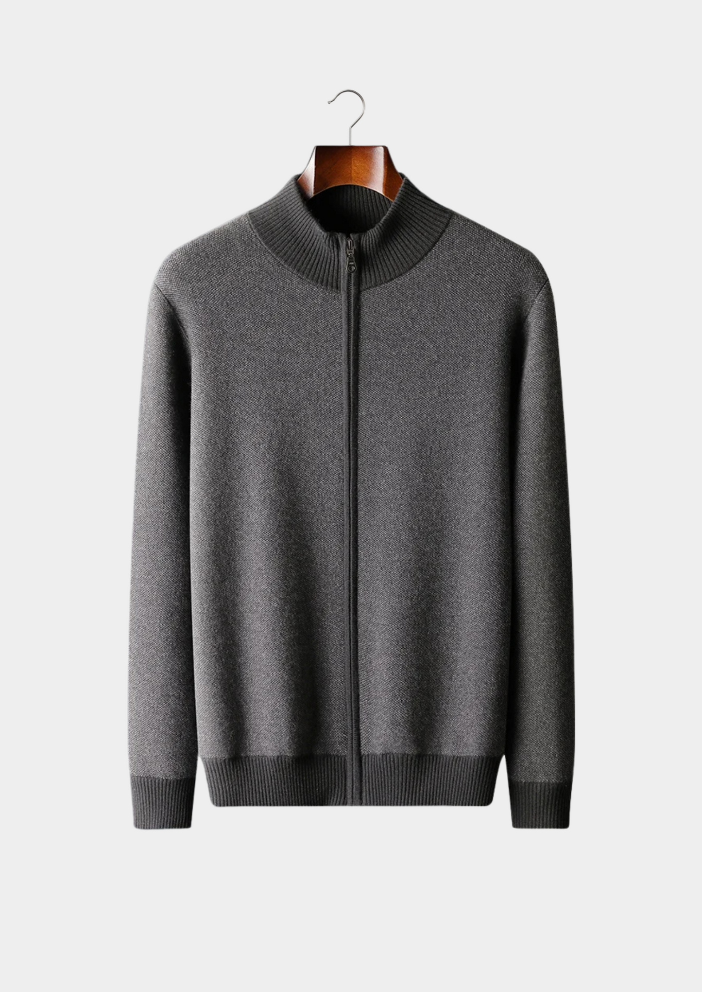 Cashmere Cardigan Black Jacquard Zip 2