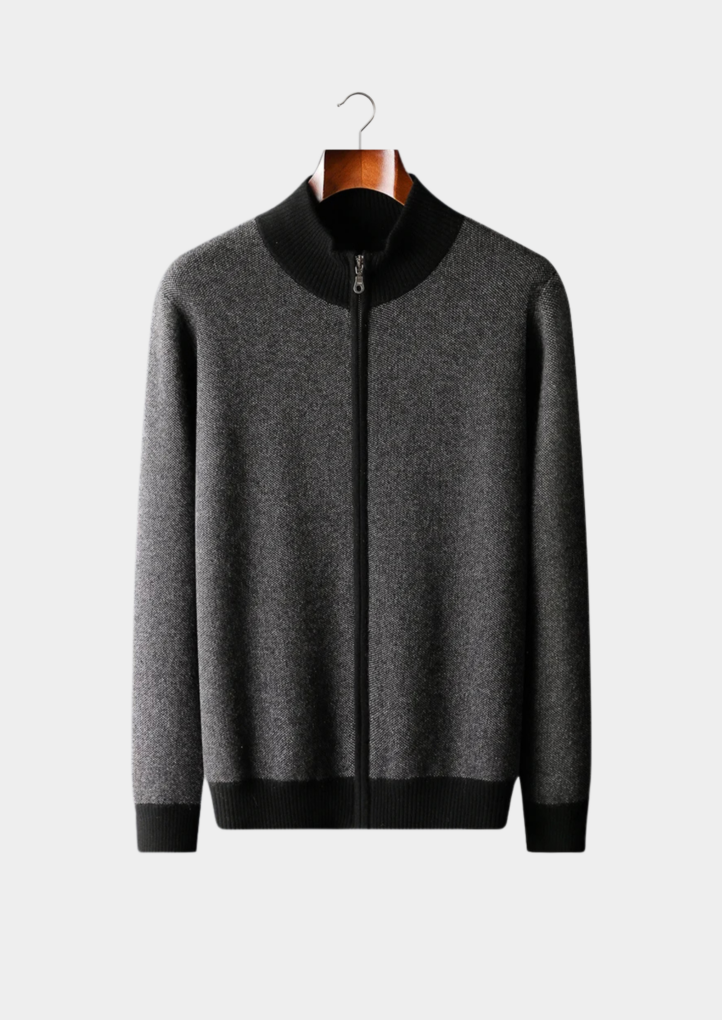 Cashmere Cardigan Black Jacquard Zip 9