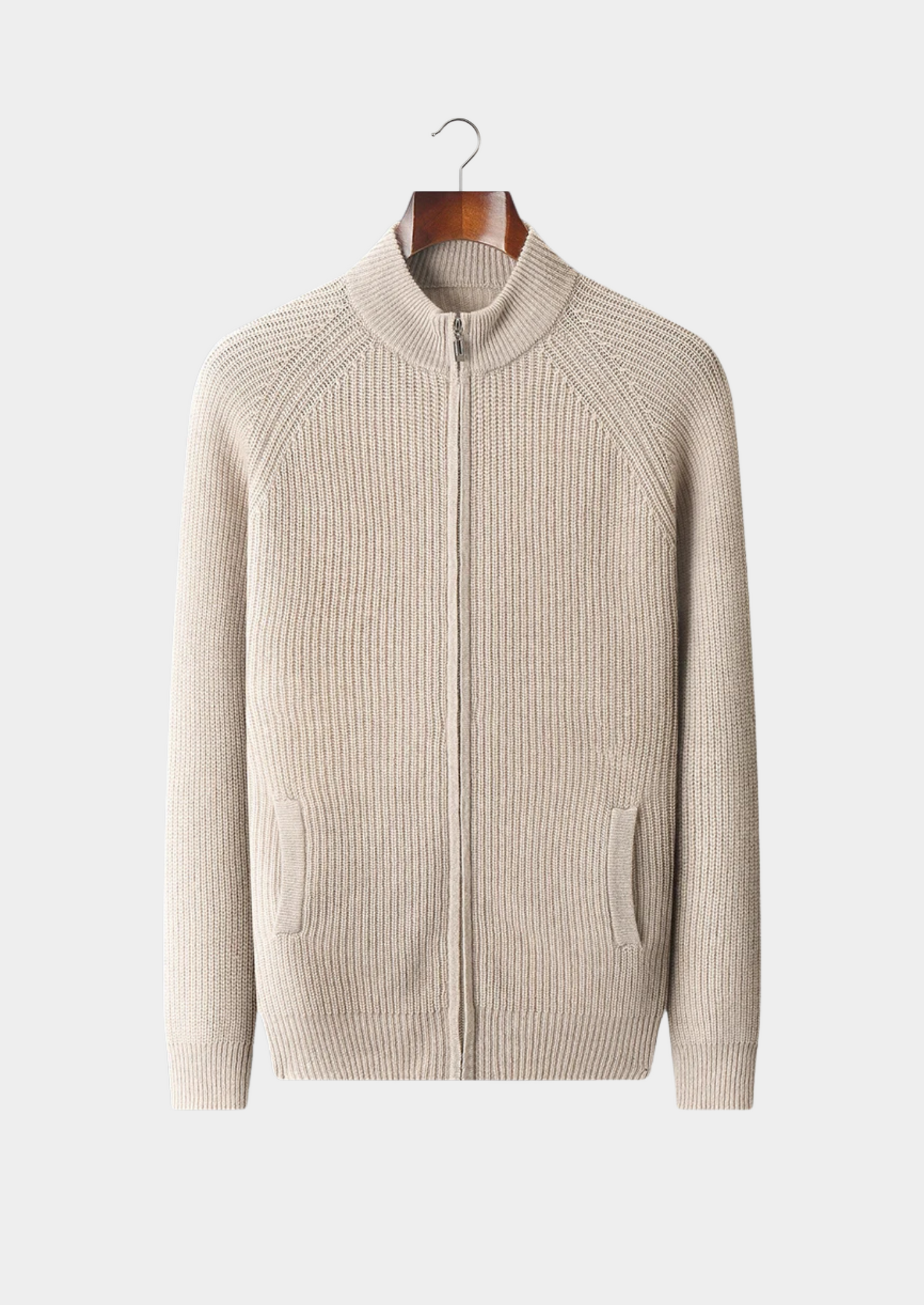 Cashmere Ribbed Cardigan Gray