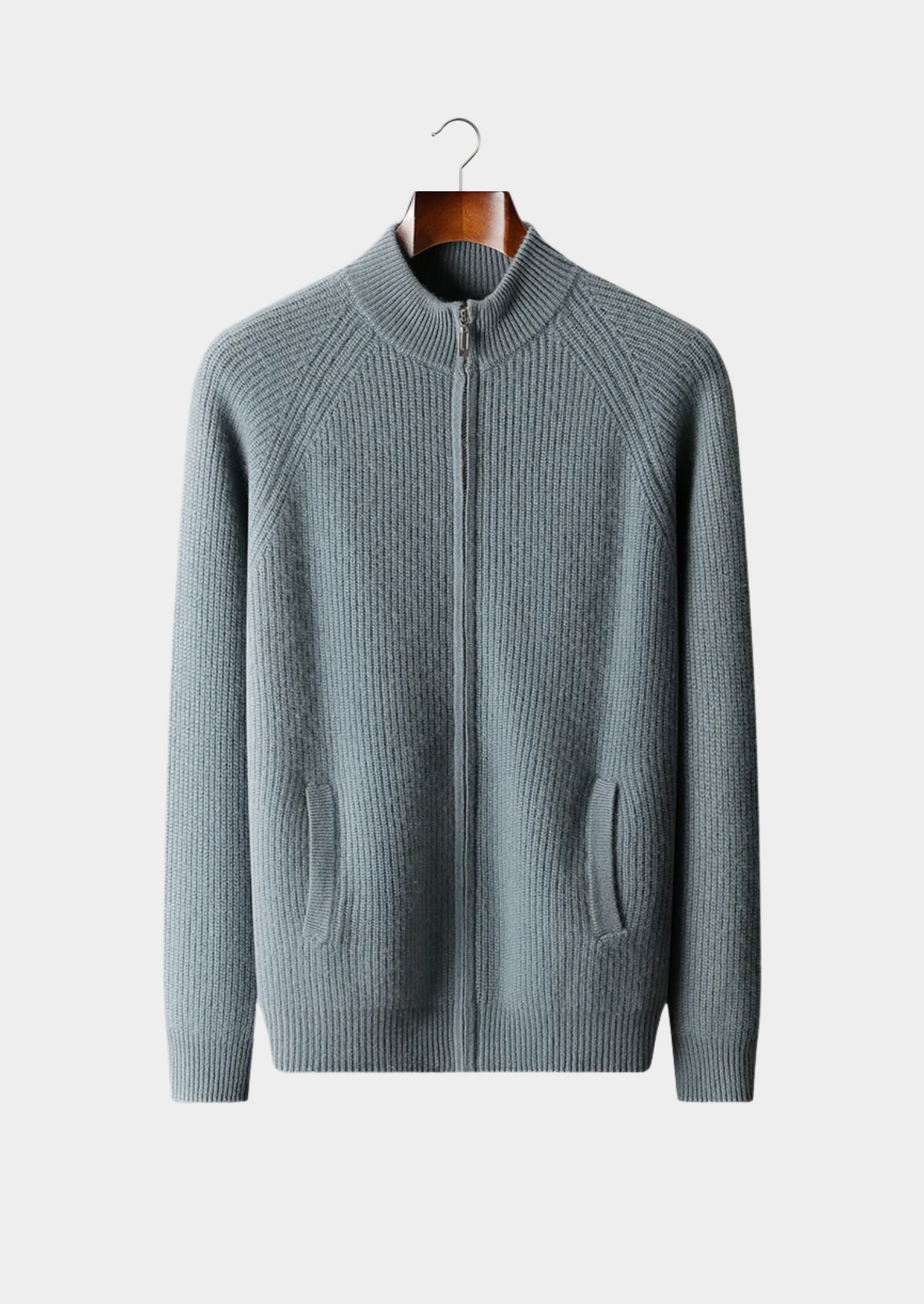 Cashmere Ribbed Cardigan Gray