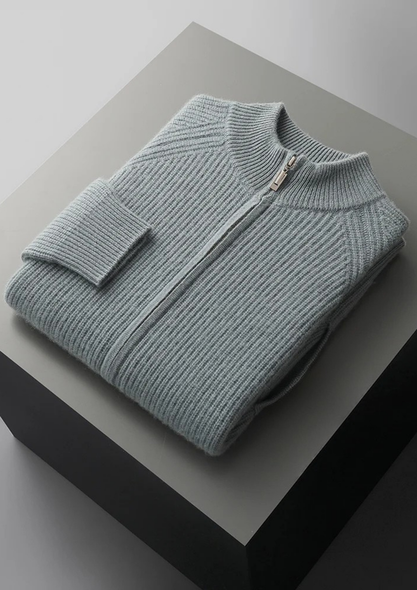 Cashmere Ribbed Cardigan Gray