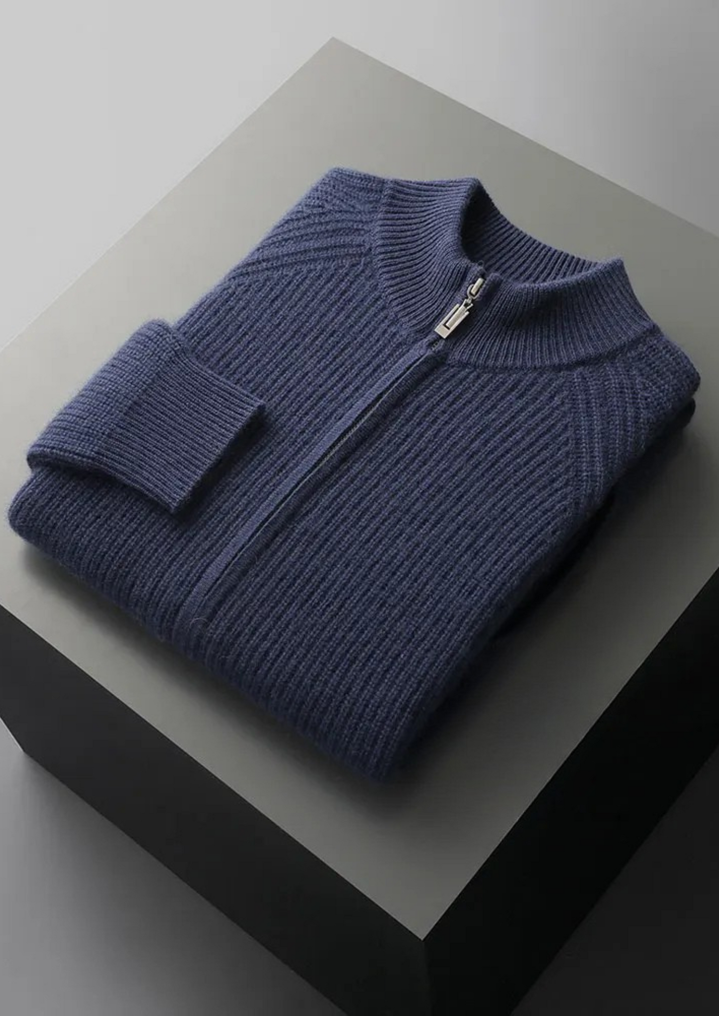 Cashmere Ribbed Cardigan Gray