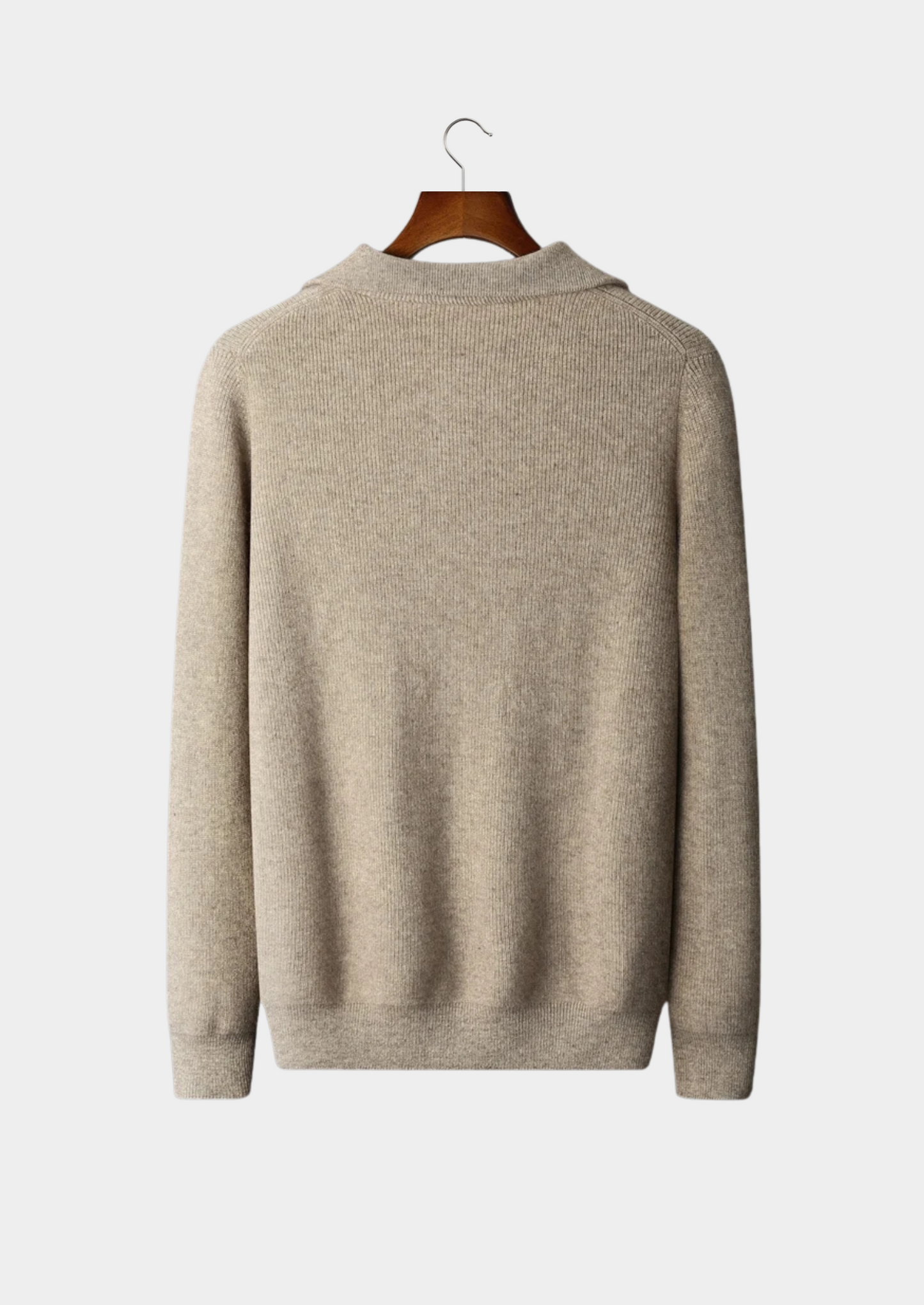 Cashmere Sweater Grey Ribbed Half-Zip 2