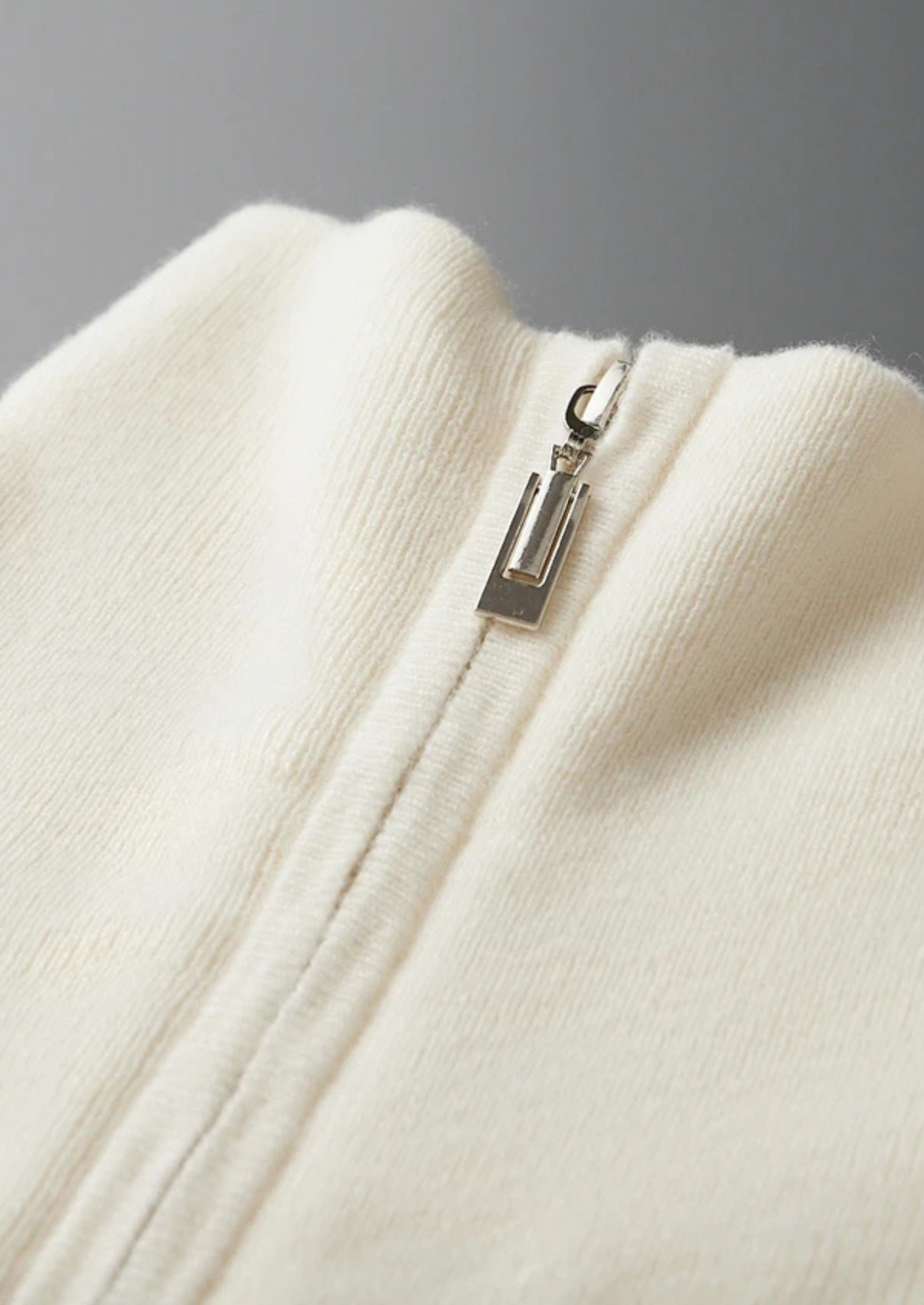 Cashmere Sweater Grey Ribbed Half-Zip 5