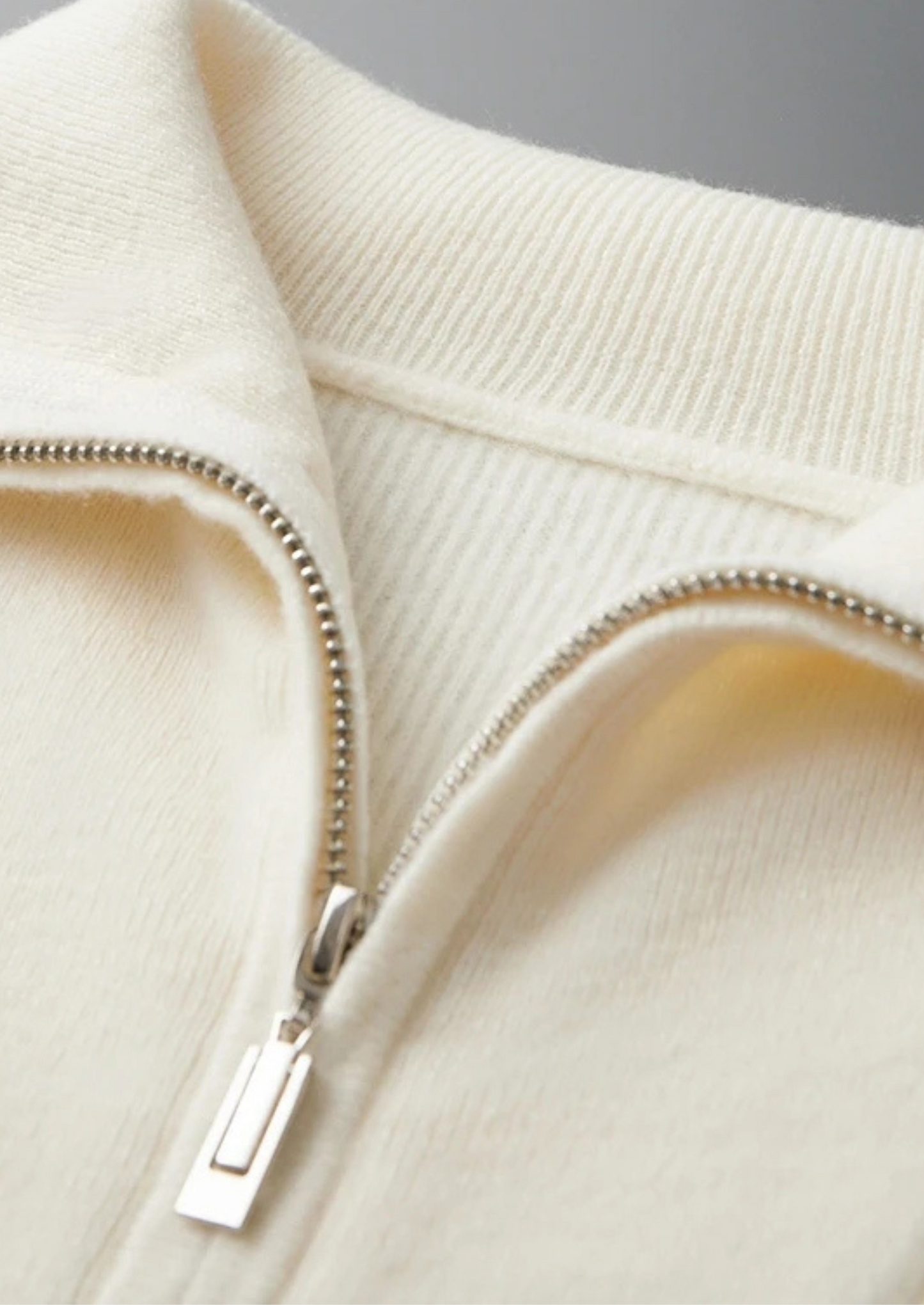 Cashmere Sweater Grey Ribbed Half-Zip 6
