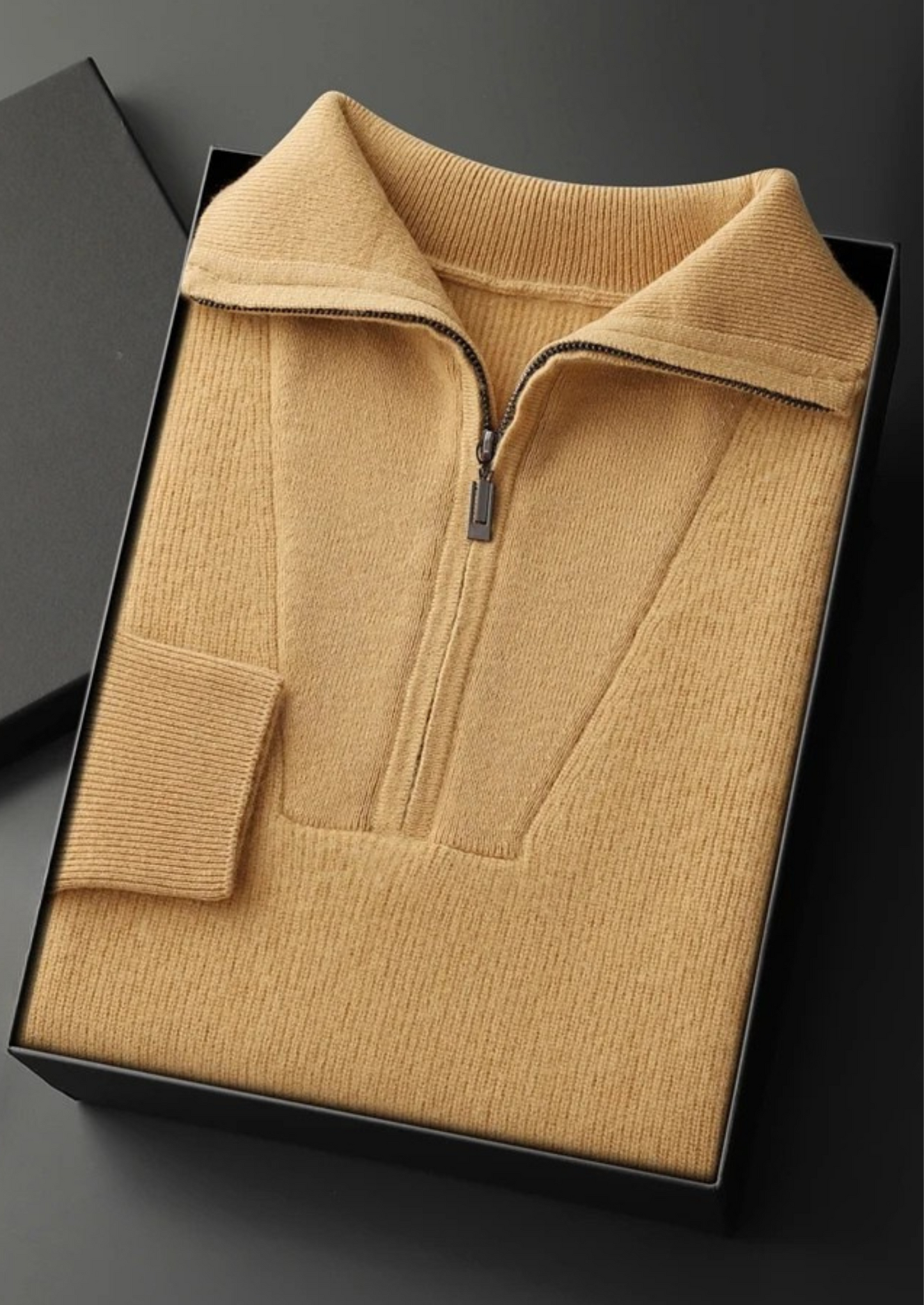 Cashmere Sweater Grey Ribbed Half-Zip 9