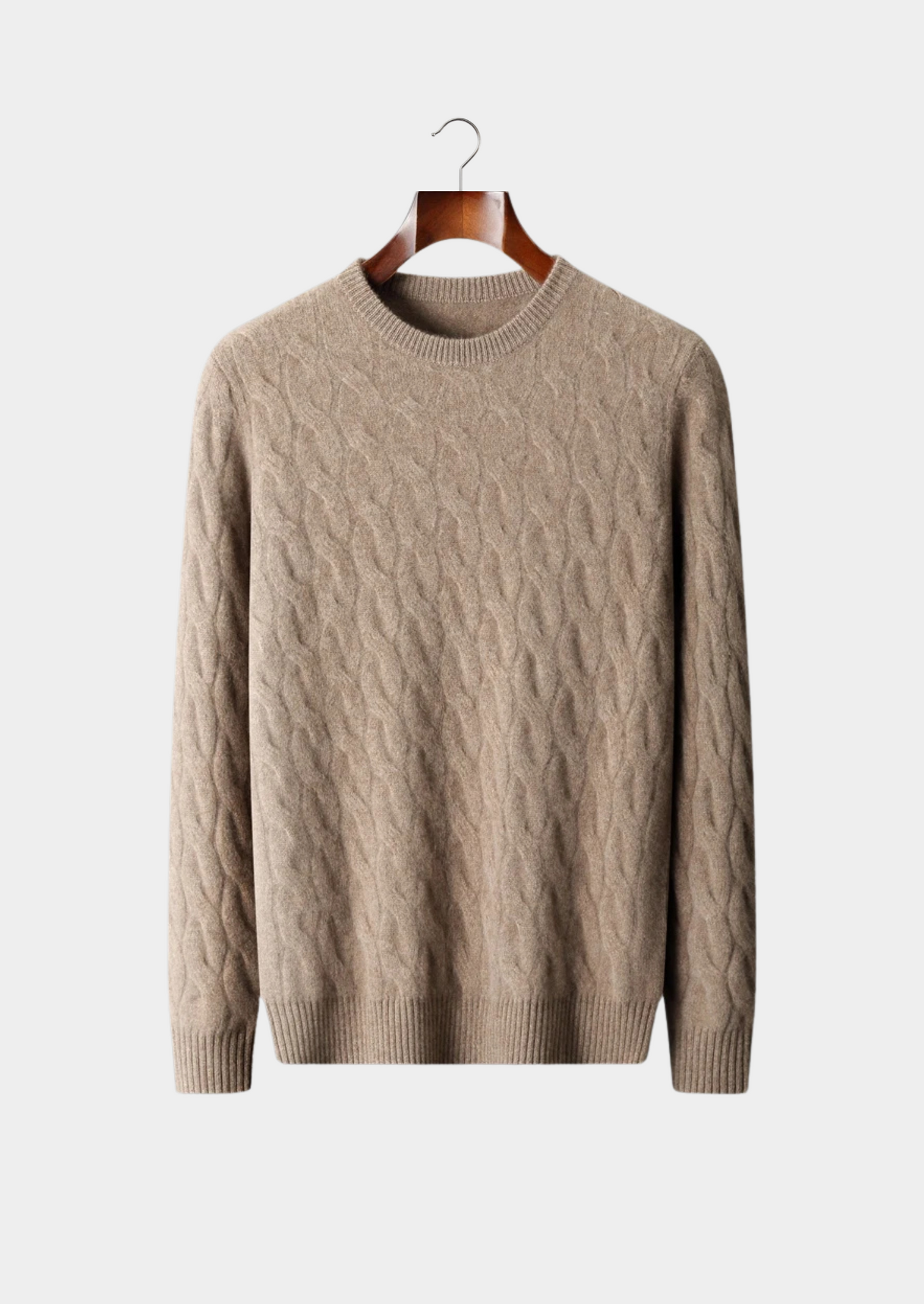 Cashmere Sweater Women Cream Cable Knit Crewneck
