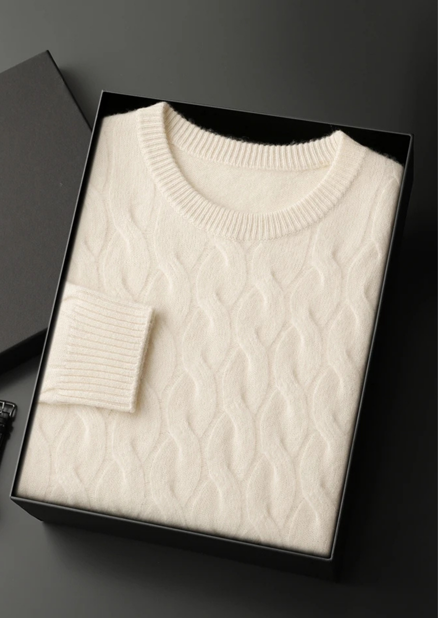 Cashmere Sweater Women Cream Cable Knit Crewneck